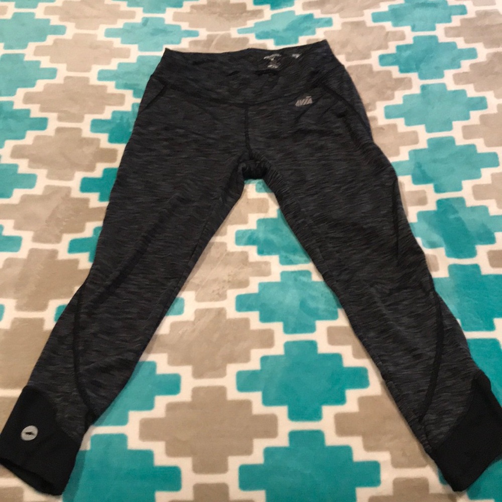 Black and grey athletic leggings
